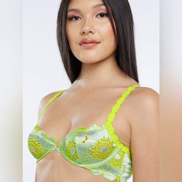 Savage X Fenty NWT Perfect Poppies Unlined Lace Demi Bra women’s size 36B - Picture 1 of 13